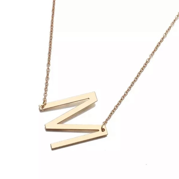 18k Gold Plated Initial Letter “M” Pendant Necklace - Picture 3 of 5
